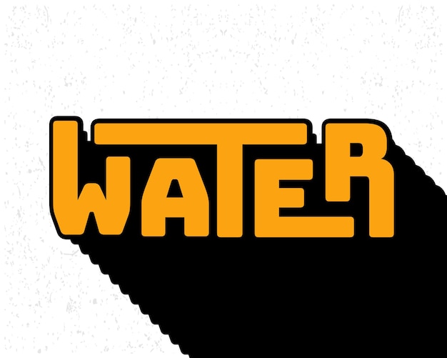 Efecto de texto de sombra larga tipografía de agua en estilo de color amarillo y blanco