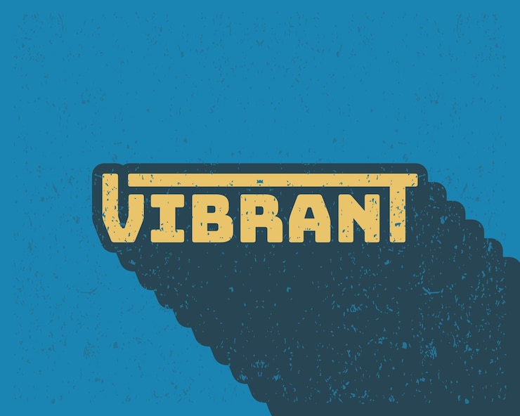Vector efecto de texto de sombra larga tipografía diseño plano vibrante con efecto grunge