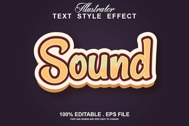 Vector efecto de texto de sonido editable