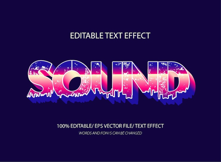 Vector efecto de texto sonoro efecto de texto 3d