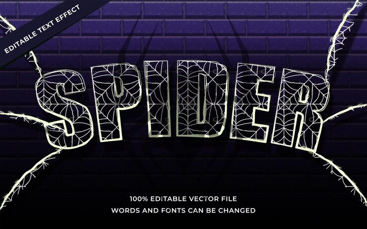 Vector efecto de texto de spiderman editable para ilustrador.