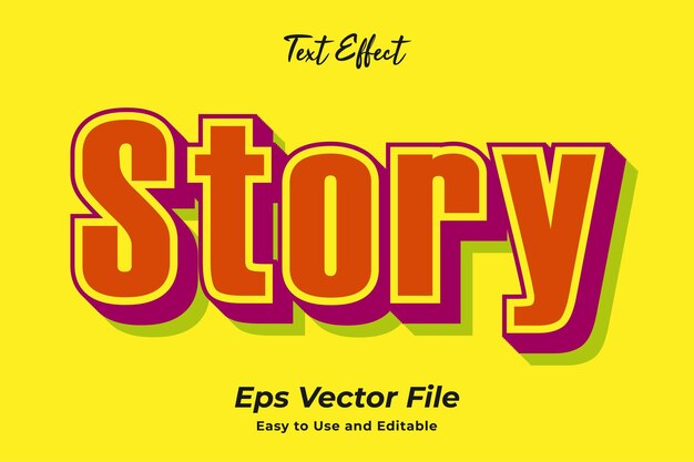 Efecto de texto Story Editable y fácil de usar vector premium