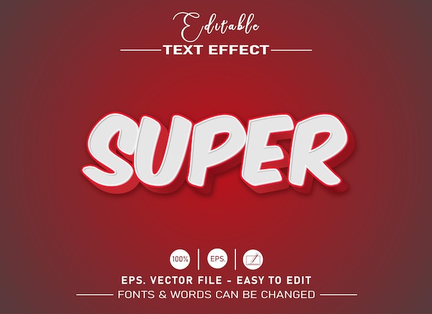 Efecto de texto super 3D editable nuevo estilo