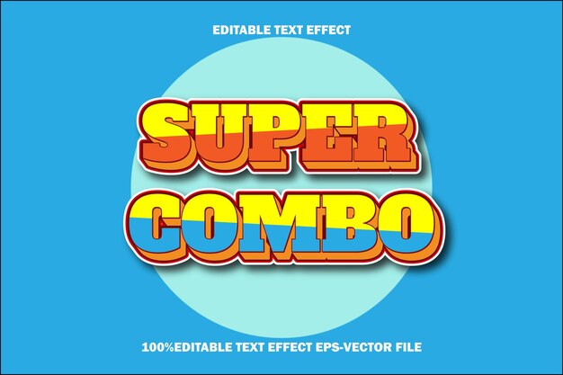 Efecto de texto Super Combo editable Estilo de gradiente de relieve 3D