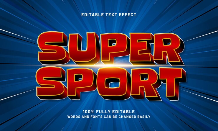 Vector efecto de texto super editable con un estilo de texto de juego y deporte
