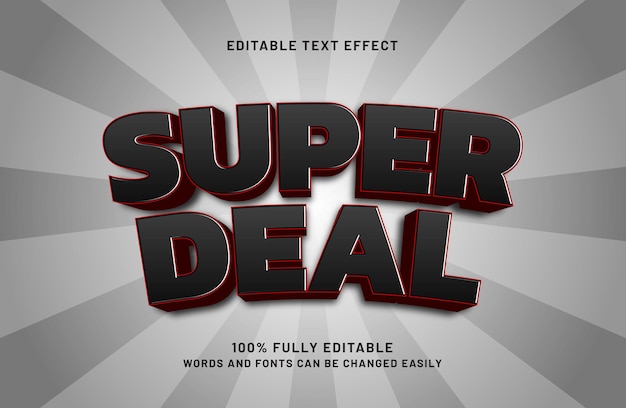 efecto de texto super editable en el estilo de texto de venta y descuento