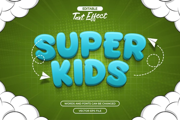 Efecto de texto super editable para niños