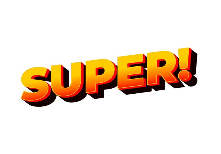 Vector efecto de texto súper en estilo colorido con aspecto 3d