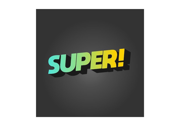 Vector efecto de texto súper en estilo colorido con aspecto 3d