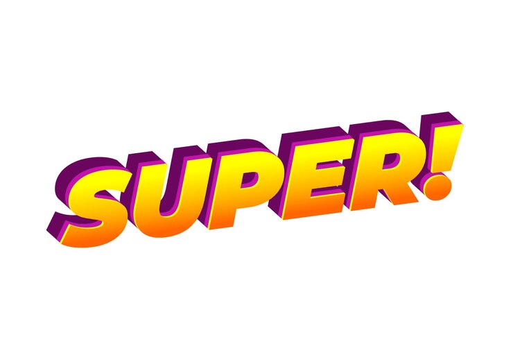 Vector efecto de texto súper en estilo colorido con aspecto 3d