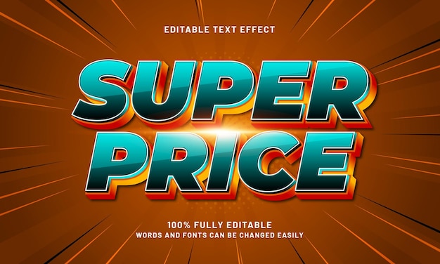 efecto de texto super precio editable con un estilo de texto de venta y oferta