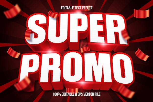 Efecto de texto Super Promo Editable Estilo de gradiente de relieve en 3D