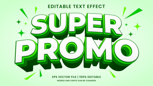 Vector efecto de texto super promocional 3d editable