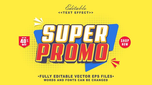 efecto de texto súper promocional 3d