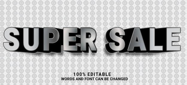 Efecto de texto Super Sale estilo de texto metálico y brillante editable
