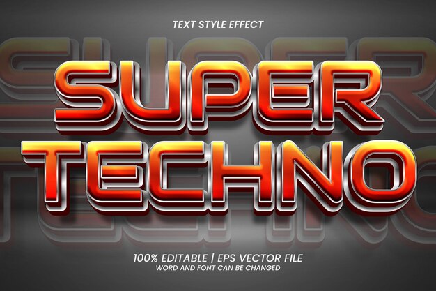 Efecto de texto Super Techno Estilo 3D editable