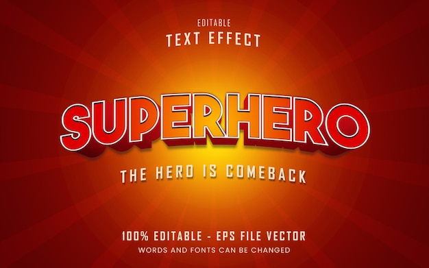 Efecto de texto de superhéroe 3D Vector Gratis