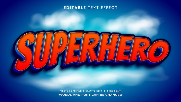 Vector efecto de texto de superhéroe