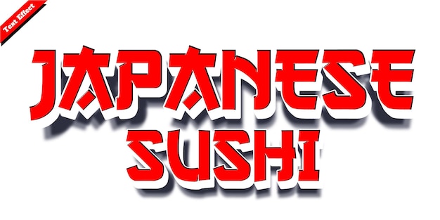 Vector efecto de texto de sushi japonés