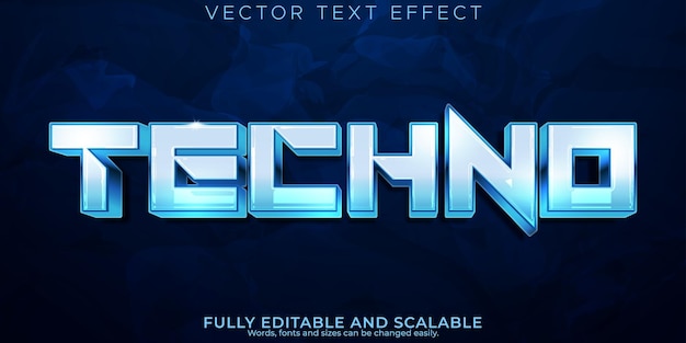 Vector efecto de texto tecno robot editable y estilo de texto de máquina