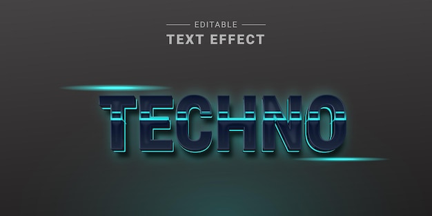 Efecto de texto de tecnología metálica 3D