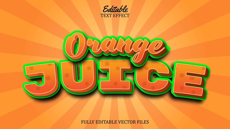 Vector efecto de texto temático de jugo de naranja