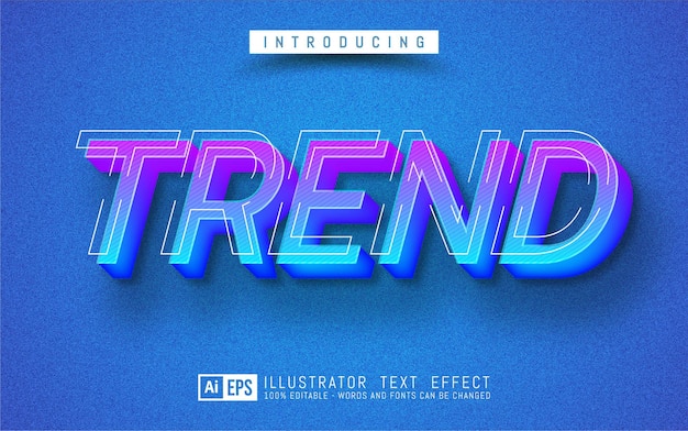 Vector efecto de texto de tendencia, estilo de texto 3d editable