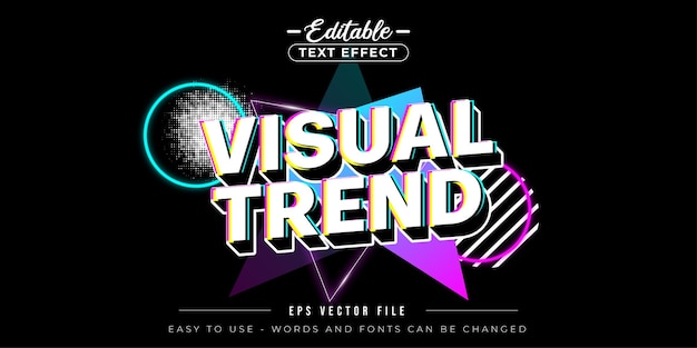 Efecto de texto de tendencia visual con estilo moderno