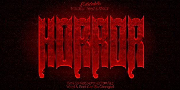 Efecto de texto de terror Editable alfabeto rojo espeluznante diablo malvado muerto