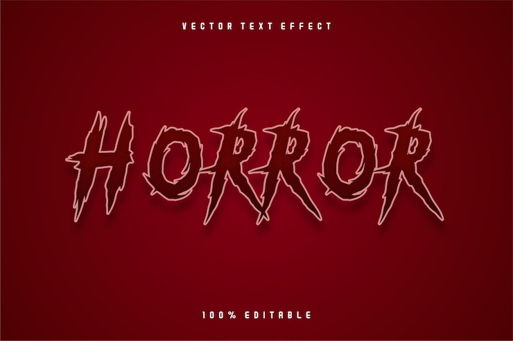 Vector efecto de texto de terror vectorial realista libre