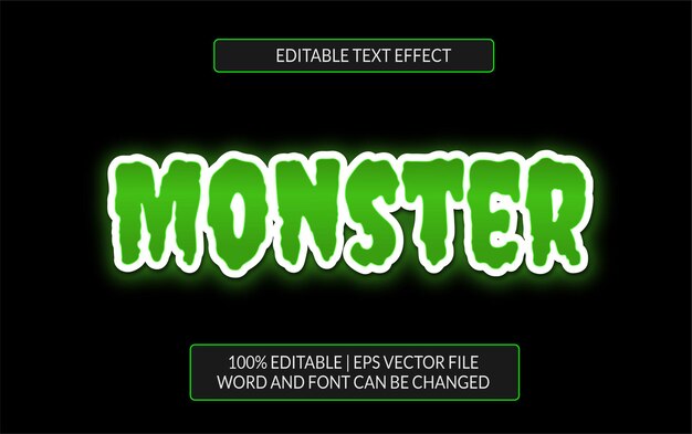Efecto de texto de terror verde monstruo alienígena