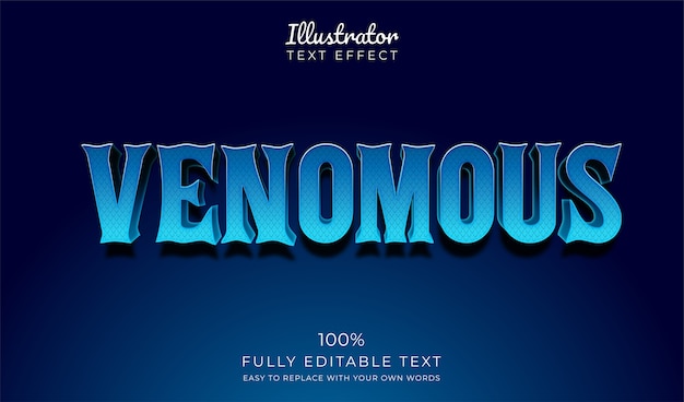 Efecto de texto con textura de piel de serpiente azul. Estilo de fuente editable