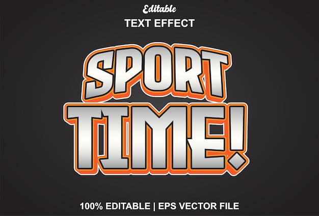 Efecto de texto de tiempo deportivo con color naranja editable