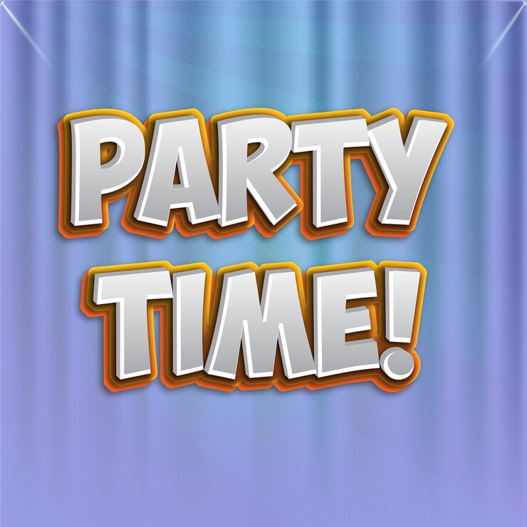 Vector efecto de texto de tiempo de fiesta vectorial editable