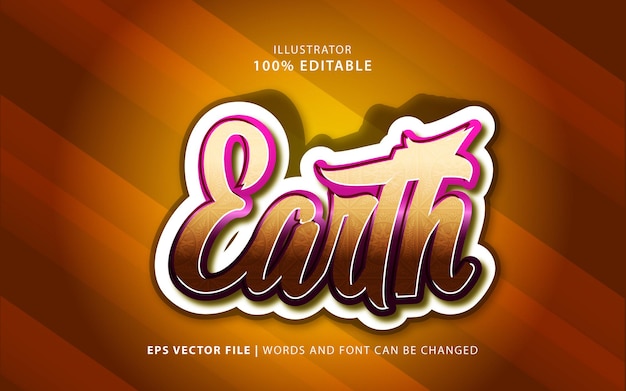 Efecto de texto tierra editable vector gratuito