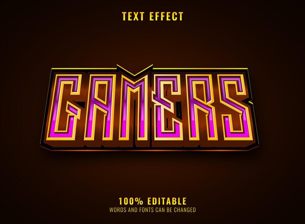 Efecto de texto del título del logotipo de Gamers esport
