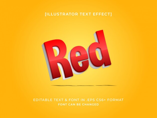 Efecto de texto de título rojo brillante simple superior en amarillo