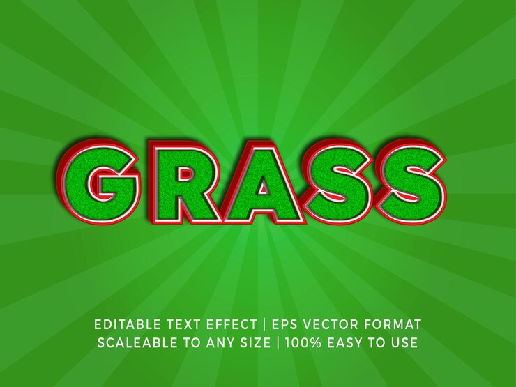 Vector efecto de texto de título de superficie de hierba verde
