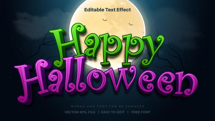Vector efecto de texto del título texto editable estilo feliz de halloween