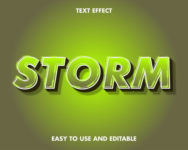 Vector efecto de texto de tormenta. estilo de fuente editable.