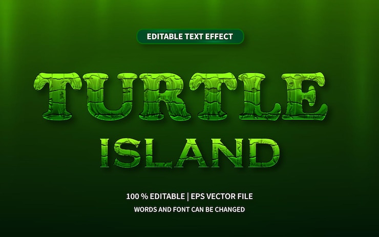 Vector efecto de texto de tortugas guerreras