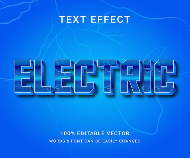 Vector efecto de texto totalmente editable eléctrico con estilo moderno