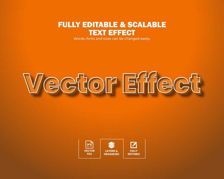 Vector efecto de texto totalmente editable, escalable y vectorial