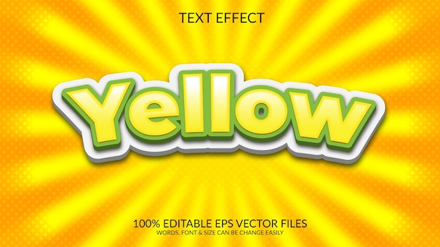 Efecto de texto totalmente editable de vector 3D amarillo