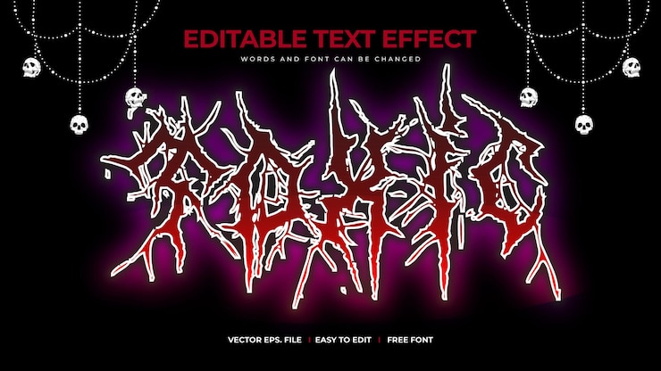 Vector efecto de texto tóxicoefecto de texto tóxico editable en estilo de texto death metal