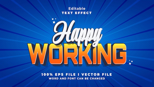 Efecto de texto de trabajo feliz