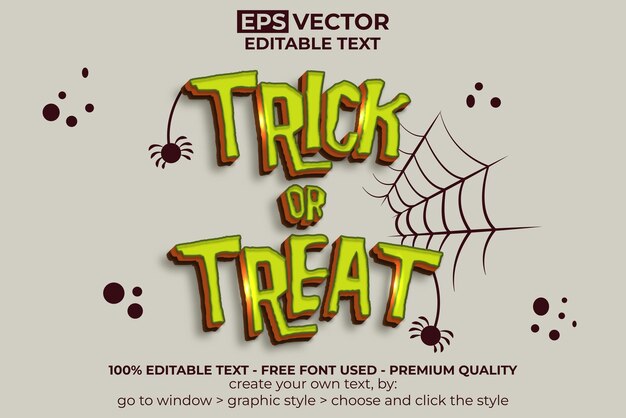 Efecto de texto de truco o trato de estilo araña efecto de texto editable