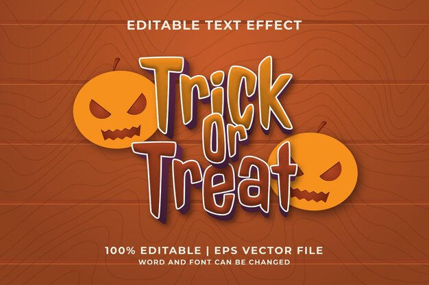 Efecto de texto de truco o trato Vector Premium