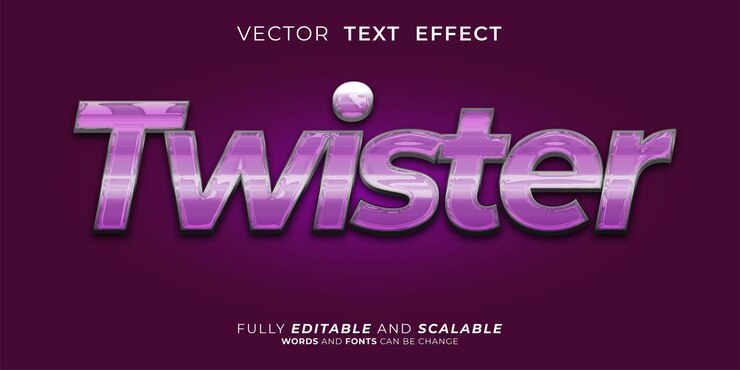 Vector efecto de texto twister, estilo de texto tridimensional editable