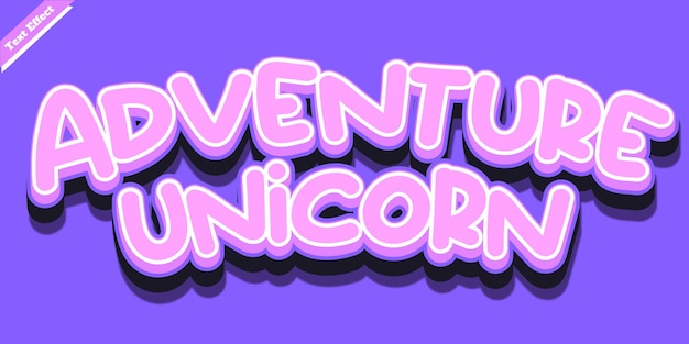 Vector efecto de texto de unicornio de aventura.